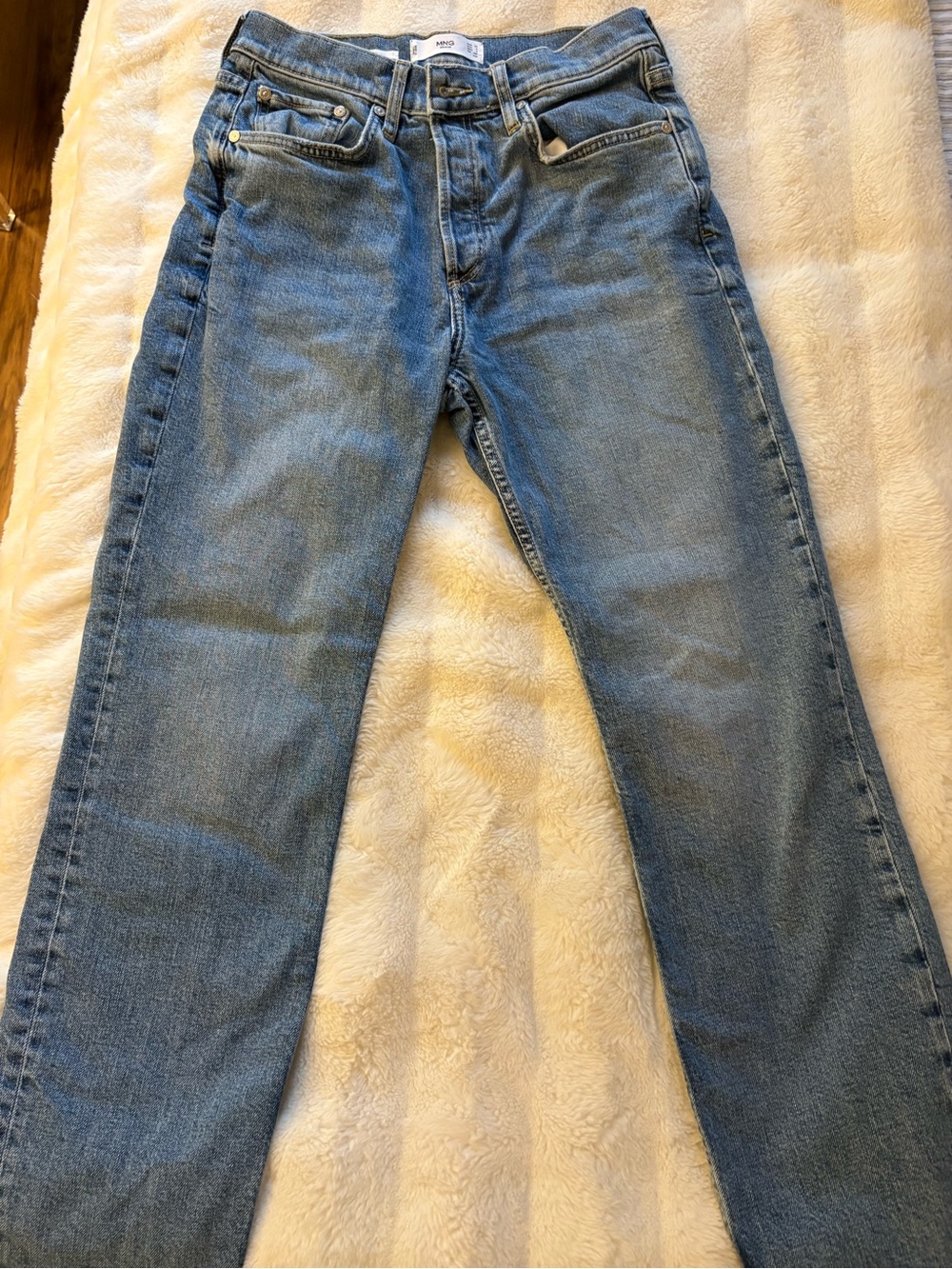 Mango Men's Straight Jeans in Light Blue Denim